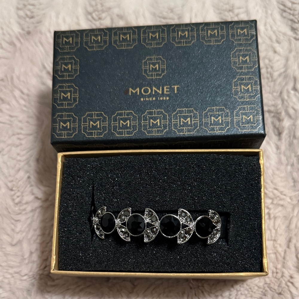 Monet Black and Silver Crescent Bracelet